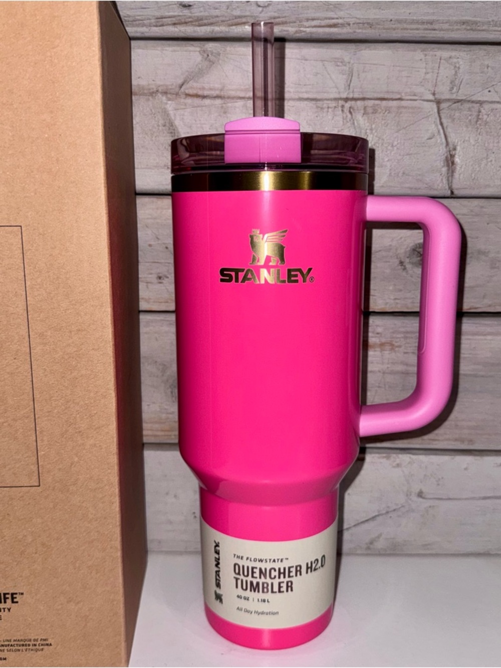 Stanley Quencher 40 oz Tumbler - Pink Parade - Brand New In Box! Pink / Gold